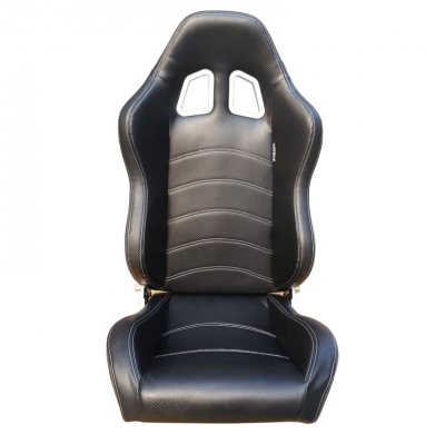 Asiento Deportivo Autostyle 'Type Z' - Negro Carbon-Look - Respaldo Reclinable De Dos Lados - Incl. Guías Universales